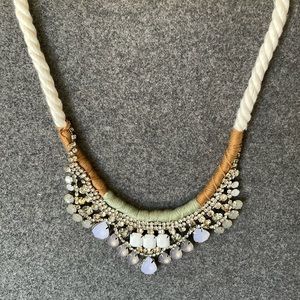 Anthropologie Bib Necklace Mixed Materials Rhinestone